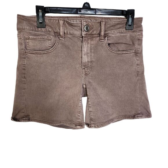 American Eagle Womens Shorts 8 AEO Twill X Skindigo Midi Low Rise Super Stretch - Picture 1 of 8